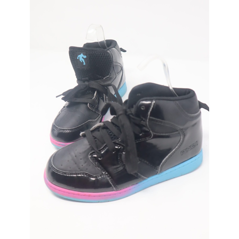 Black High Top Sneakers Sz 2 AND1 Kids Patent Pink Blue Ombre Athletic Shoes